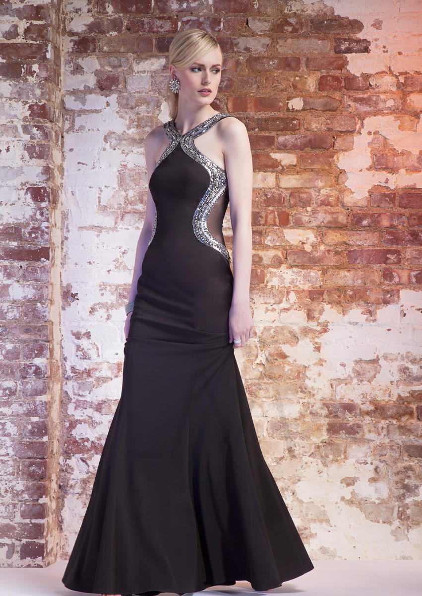 French Novelty: LM by Mignon AL3071 Daring Sheer Back Gown