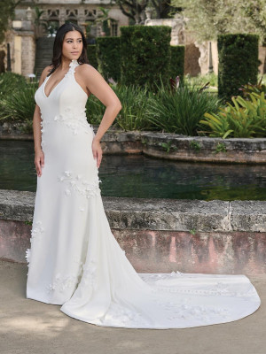Adrianna Papell Platinum 31330W Plus Size Long Deep V Wedding Dress