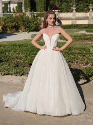 Adrianna Papell Platinum 31331W Plus Size Long Strapless Wedding Dress