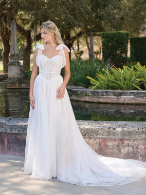 Adrianna Papell Platinum 31335 Lace Wedding Gown With Spaghetti Straps