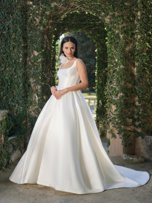 Adrianna Papell Platinum 31345 Clean Wedding Gown with Ballgown Skirt