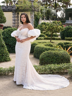 Adrianna Papell Platinum 31346W Plus Size Lace Bridal With  Ruffle