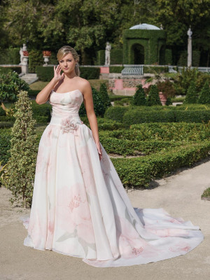 Adrianna Papell Platinum 31347W Plus Size Floral 3D Bridal Gown