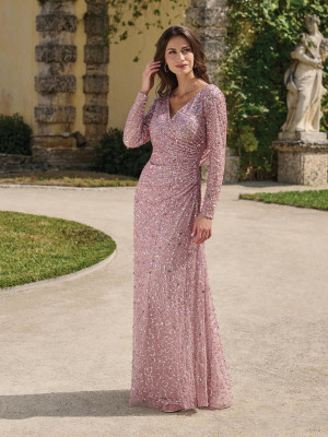 Adrianna Papell Platinum 40488 Bridesmaids Gown Featuring Cowl Back