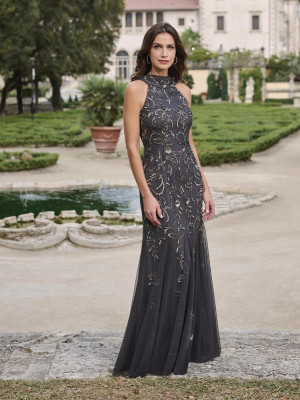 Adrianna Papell Platinum 40491 Matron Of Honor Dress With High Halter