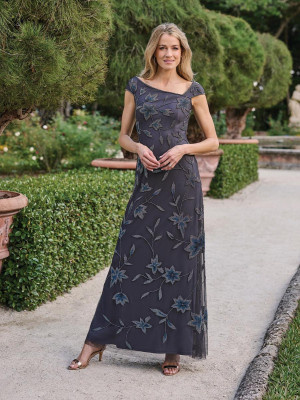 Adrianna Papell Platinum 40494 Bridesmaid Attire With Matte Beading