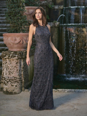 Adrianna Papell Platinum 40496 Bridesmaid Dress Featuring Scoop Halter