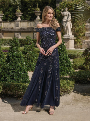 Adrianna Papell Platinum 40501 Wedding Party Gown With 3D Flowers