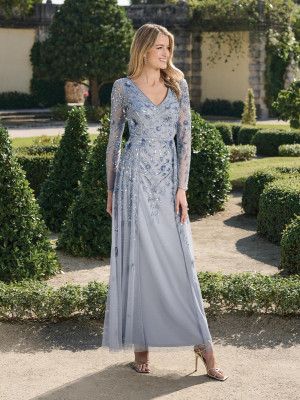 Adrianna Papell Platinum 40502 Maid Of Honor Gown With Allover Beading