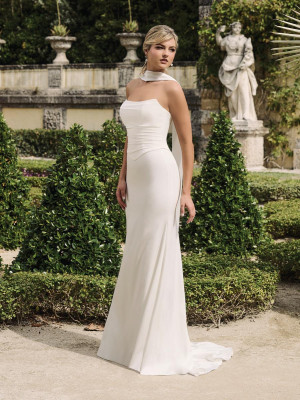 Adrianna Papell Platinum 45026 Long Wedding Dress Strapless Scoop Neck