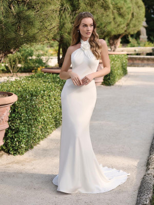 Adrianna Papell Platinum 45027 Long Casual Wedding Dress High Neck