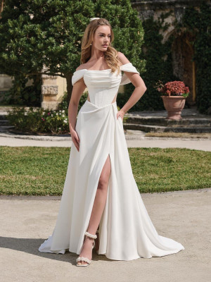 Adrianna Papell Platinum 45030AP Destination Bridal Gown Sheer Sides