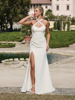 Adrianna Papell Platinum 45034 Informal Bridal Gown With Keyhole Halter