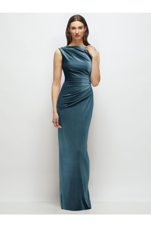 After Six 6914 Sybil Wedding Party Gown Draped Velvet with V Back