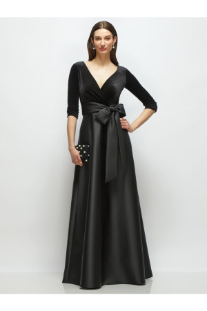After Six 6916 Nicola Matron Of Honor Gown Black Velvet and Satin