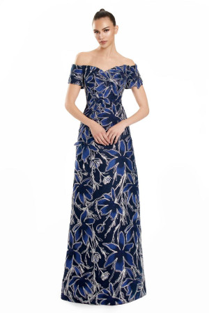 Alexander by Daymor 3100 Long Dress With Bold Floral 3D Print
