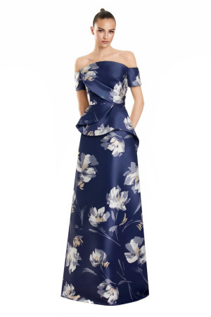 Alexander by Daymor 3109 Long Formal Party Gown With Spaced Floral