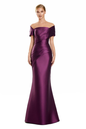 Alexander by Daymor 3134 Long Formal Dress With Asymmetrical Pleating