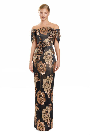 Alexander by Daymor 3135 Formal Gown in Bold Floral Print with 3D