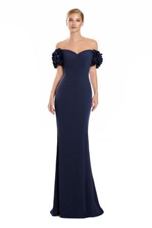 Alexander by Daymor 3136 Long Designer Evening Dress With 3-D Petals