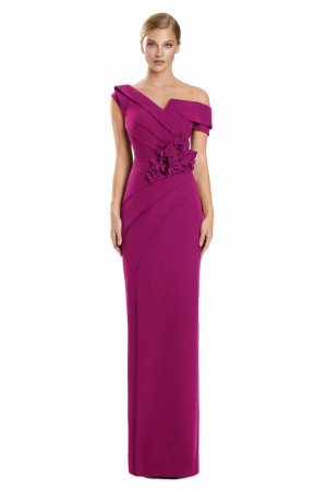 Alexander by Daymor 3145 Long Gala Evening Dress With One Cap Sleeve