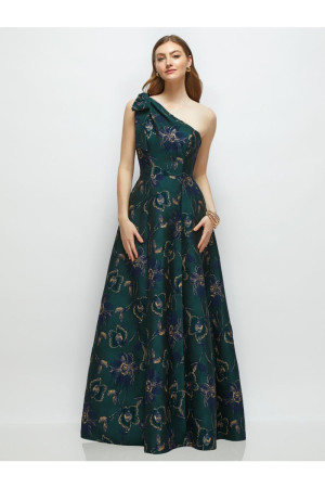 Alfred Sung D875OMF Savanna Oscar Floral Bridesmaid Gown Bow Shoulder