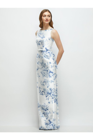 Alfred Sung D881FP Betty Floral Print Sleeveless Bateau Bridesmaid Gown