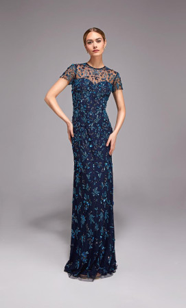 Alyce Paris 27789 Long Semi-Formal Dress With Illusion Sleeves