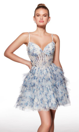 Alyce Paris 30013 Short Prom Dress Featuring Sheer Boned Corset
