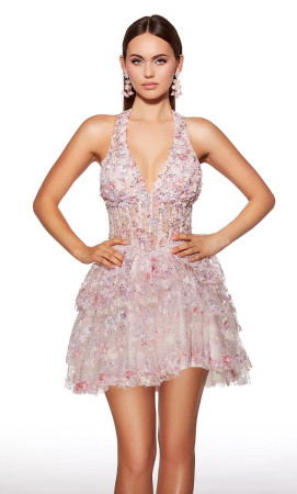 Alyce Paris 30016 Short Reception Party Dress Featuring Sheer Corset