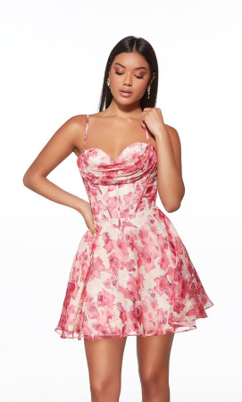 Alyce Paris 30033 Short Prom Dress Featuring Boned Corset Draped Bust