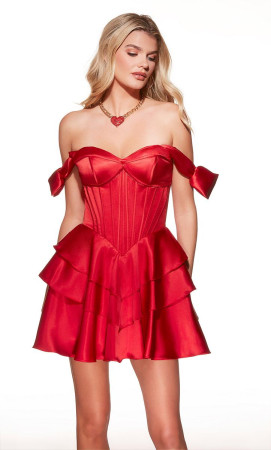 Alyce Paris 30037 Short Dress Featuring Boned Corset Basque Waist