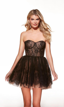 Alyce Paris 30041 Short Cocktail Dress Featuring Sheer Boned Corset
