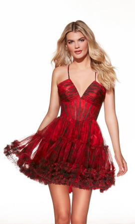 Alyce Paris 30057 Short Cocktail Dress Featuring Boned Corset Ruched Bust