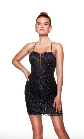 Alyce Paris 40002 Short Guest Of Wedding Dress Featuring Sheer Front Cutout