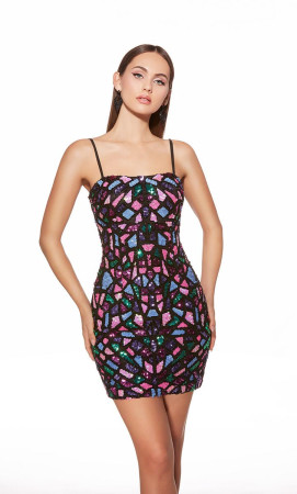 Alyce Paris 40098 Short Evening Cocktail Dress With Open Lace Up Back