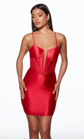 Alyce Paris 40117 Short Semi-Formal Dress Featuring Sheer Front Cutout