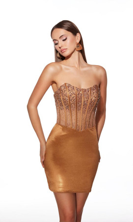 Alyce Paris 40122 Short Reception Party Dress Featuring Sheer Boned Corset