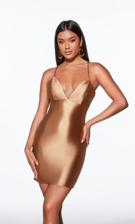 Alyce Paris 40123 Short Dress Featuring Open Lace Up Back In Stretch Satin