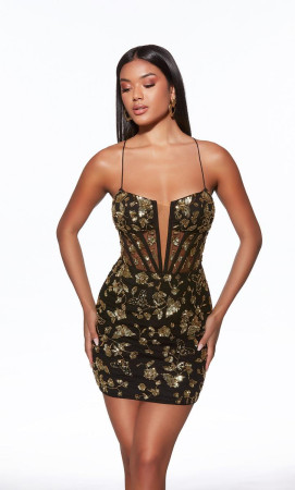 Alyce Paris 40126 Short Formal Party Dress Featuring Sheer Front Cutout