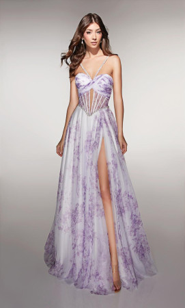 Alyce Paris 61994 Long Charity Ball Gown with Halter Floral Print A-Line