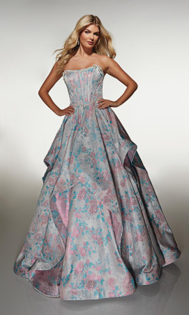 Alyce Paris 61997 Long Party Dress Jacquard Layered A-line and Pockets