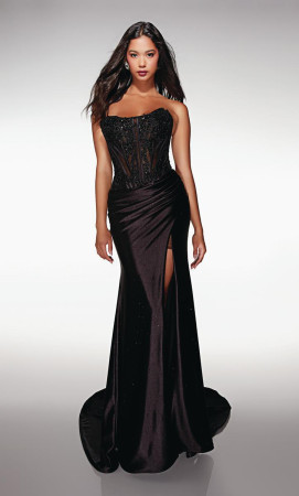Alyce Paris 62011 Long Theater Dress with Rhinestone Stretch Satin