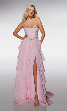 Alyce Paris 62013 Long Symphony Dress with Chiffon Tiered Ruffle A-Line