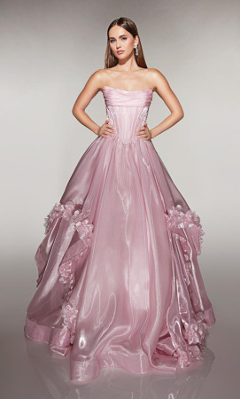 Alyce Paris 62014 Long Awards Show Dress with 3D Flower Liquid Organza