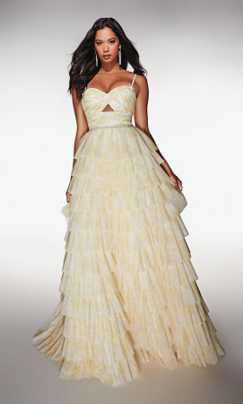 Alyce Paris 62018 Long Competition Gown Print Sweetheart Twist Keyhole