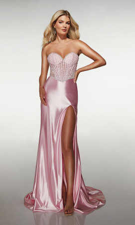 Alyce Paris 62209 Long Pageant Dress Beaded Corset Stretch Satin