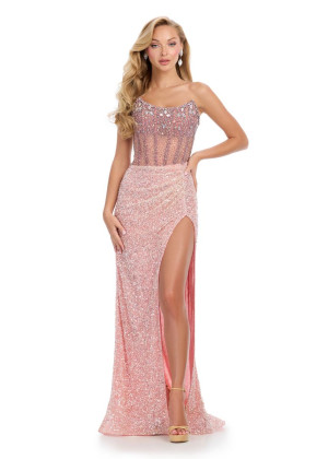 Ashley Lauren 11830 Long Evening Gown With Fully Beaded Strapless