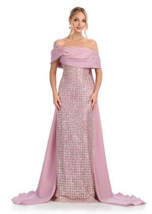 Ashley Lauren 12020 Long Military Ball Gown With Off The Shoulder