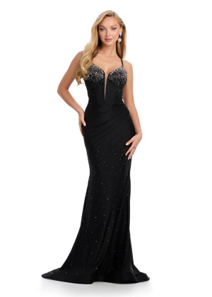 Ashley Lauren 12028 Gala Evening Dress With Corset Bustier Jersey